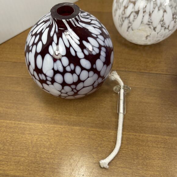 Pottery Barn Oil Diffuser Glass Ball Confetti Design Hand Blown Orb Set Of 3 - Picture 7 of 13